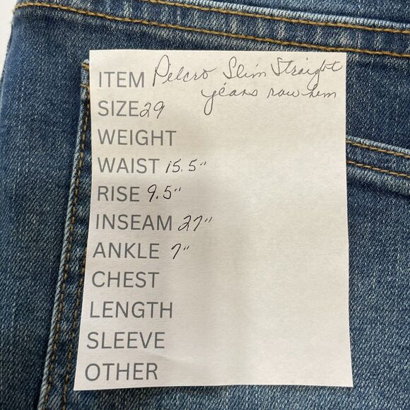 Pilcro Jeans Women’s 29 Blue Denim SLIM STRAIGHT Crop Raw Hem Anthropolgie - Picture 11 of 11